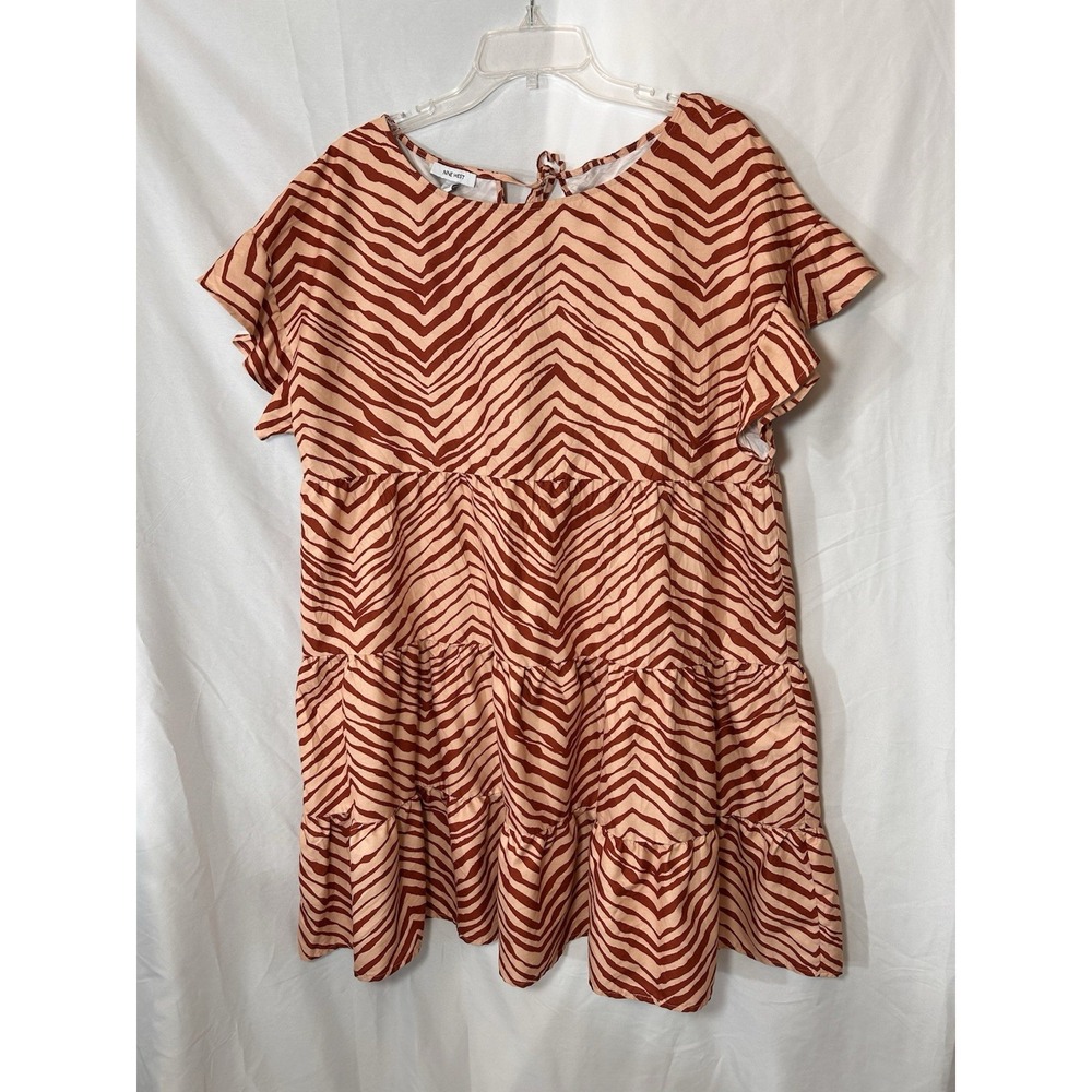 Nine‎ West Tiered Dolman Sleeve Babydoll Zebra Print Dress Women's XL